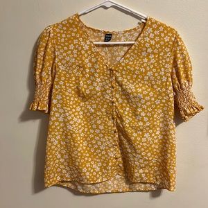 Shein, size medium, yellow floral top.